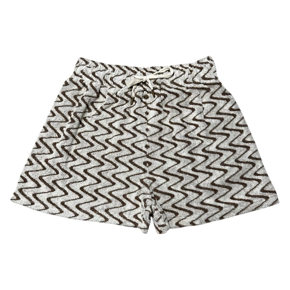 Dandy Del Mar Brown Santorini Terry Cloth Shorts in Cortado Groove Stripe, Small